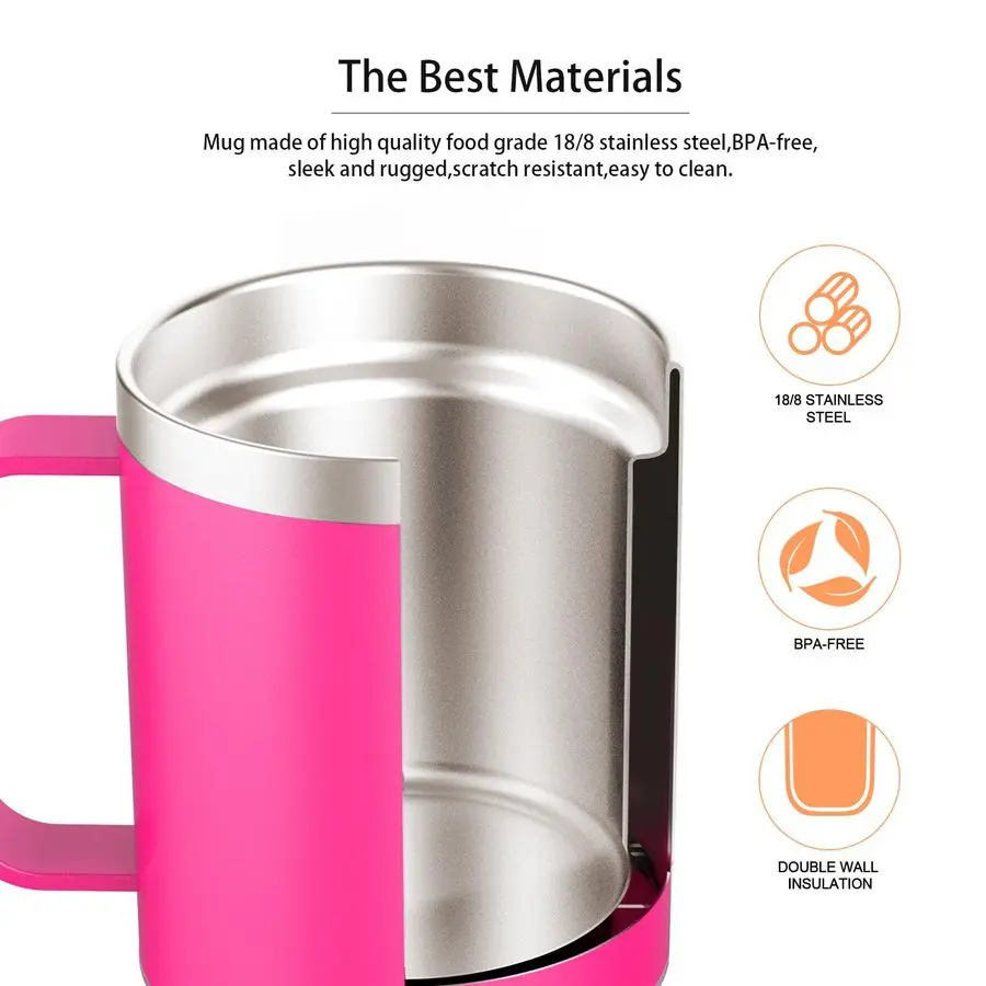 Coffee Mug for Desk, Self Heating Coffee Mug with Handle amp Lid, Temperature Control Cup for Desk, Gift Idea Rose12oz