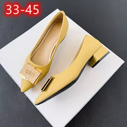 Lady Hot Sell 2024 New Shoes Fashion Designer Pumps Pointy Toe Stilettos Black Red Bride Low Heels Slip-Ons 27cm 3-45 Microfiber