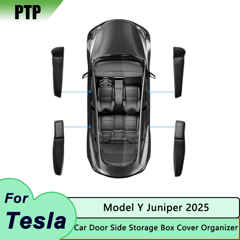 

Tesla Model Y Juniper 2025 Car Door Side Handle Storage Box TPE Front Rear Door Organizer Interior Auto Accessories for Vehicle