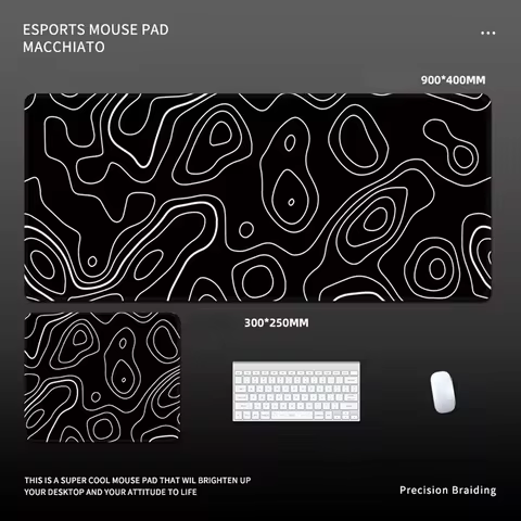 Contour Black And white Mousepad Large Dining Table Mat Company Gaming Inche Cute Girl Y2K Back Cover Rubber Base With Non-slip