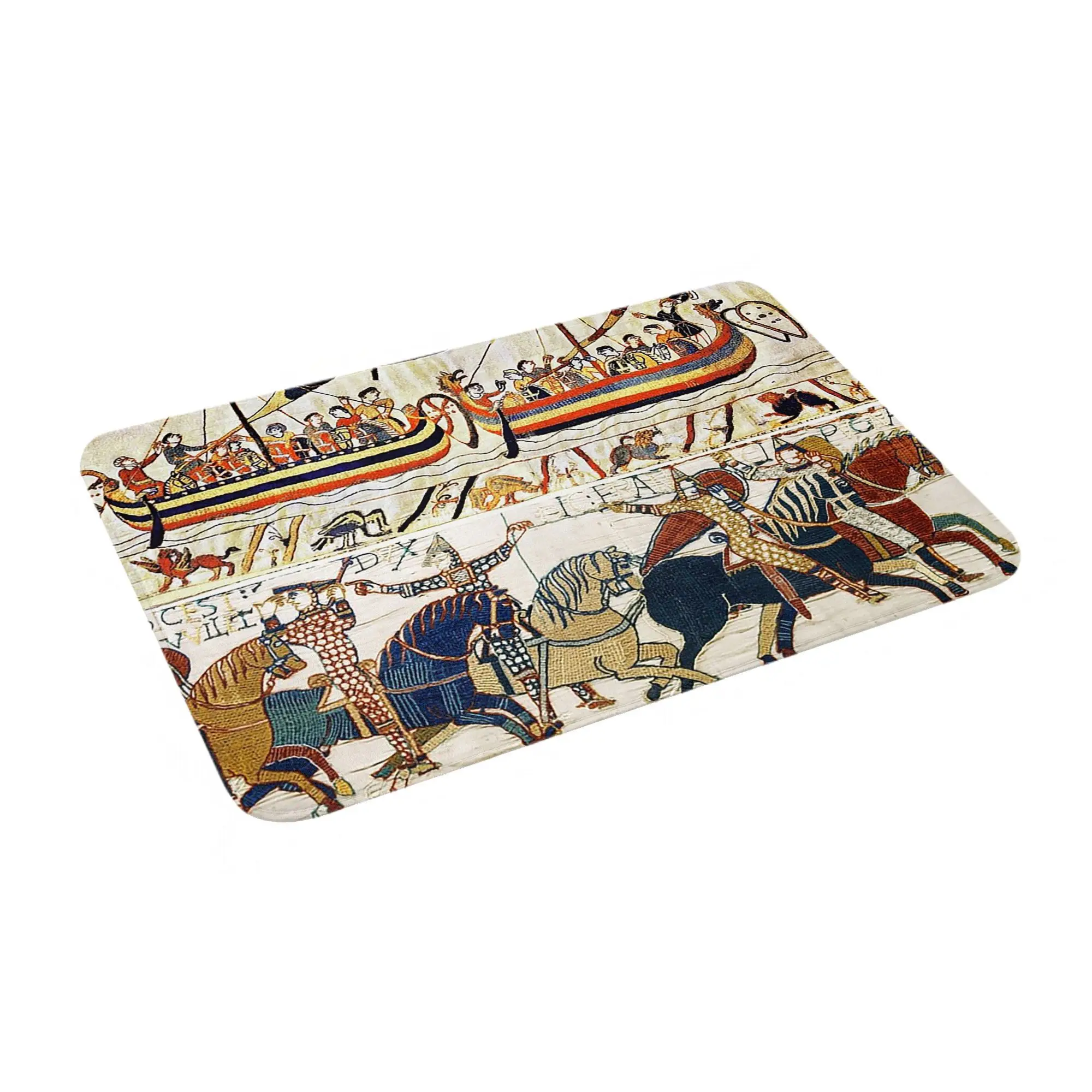 

BATTLE OF HASTINGS ,NORMAN KNIGHTS HORSEBACK, ARCHERS AND VIKING SHIPS Non-slip Doormat Floor Mat Entrance Bathroom Footpad Mats