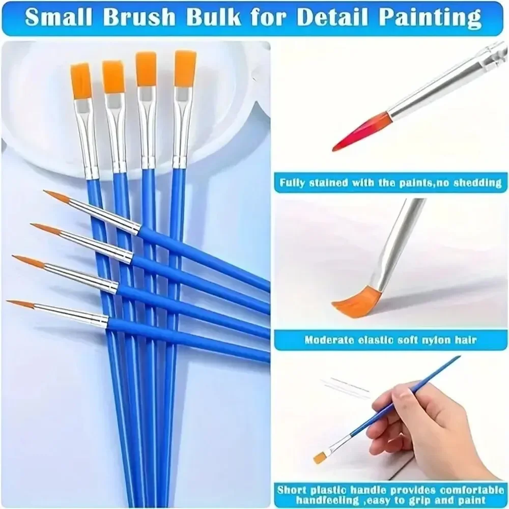 30 stuks kleine fijne nylon haardetail platte kwast voor tekenen aquarelborstels penselen pen voor student kunst briefpapier