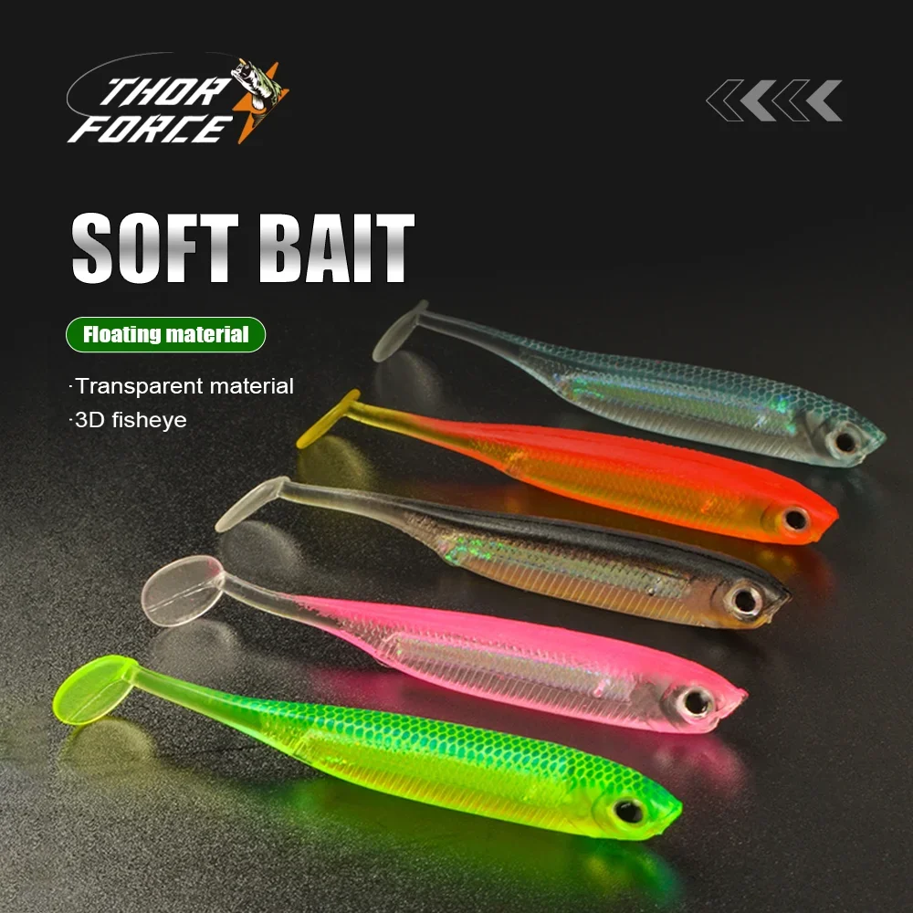 THORFORCE 5 Stücke Shad T-schwanz Angeln Weicher Köder Meer Paddel Silikon Wobbler Kunststoff Swimbait Jigging Köder Künstliche Köder