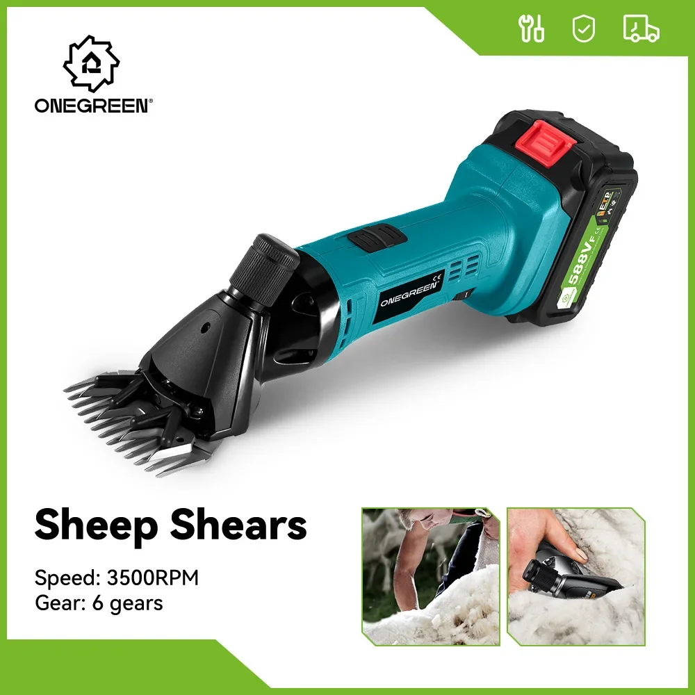 ONEGREEN 6 Speed 13 Teeth Electric Wool Shears Electric Scissor Cordless Shears Sheep Shearing For Makita 18V Battery