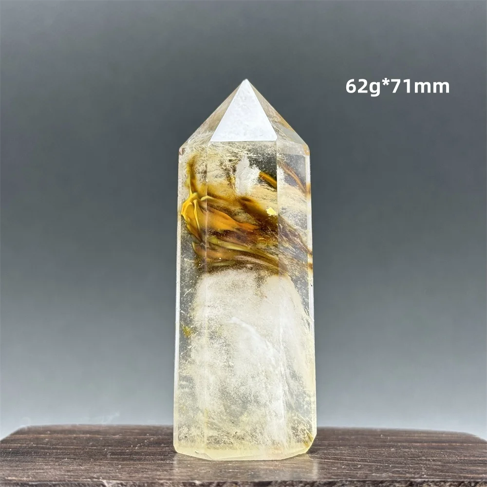 Artificial Quartz Tiger Skin Smelted Stone Tower Yellow Stripe Crystal Wand Reiki Healing Meditation Witchcraft Home Decor