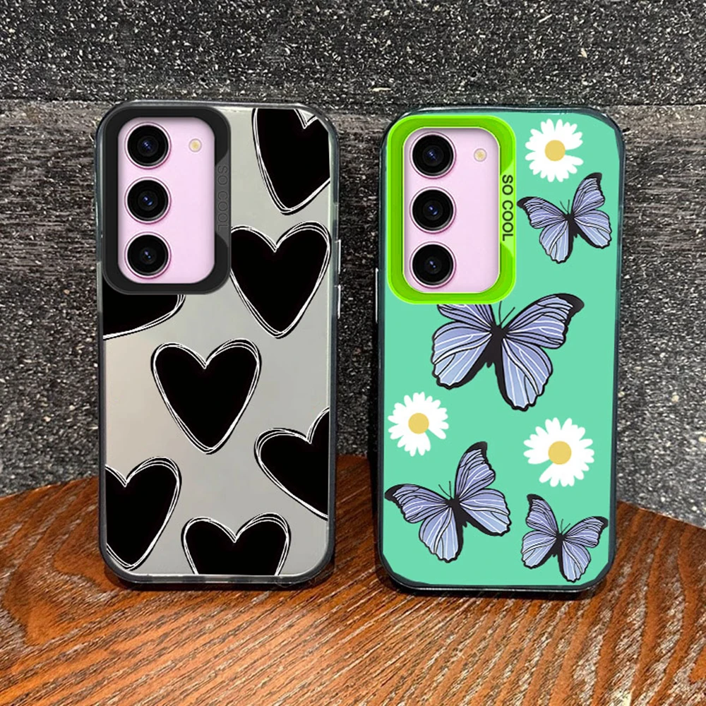 Cartoon Animal Colorful Butterfly Phone Cases For Samsung Galaxy S25 Ultra S24 S23 S22 S21 S20 FE Print Pattern Shockproof Cover