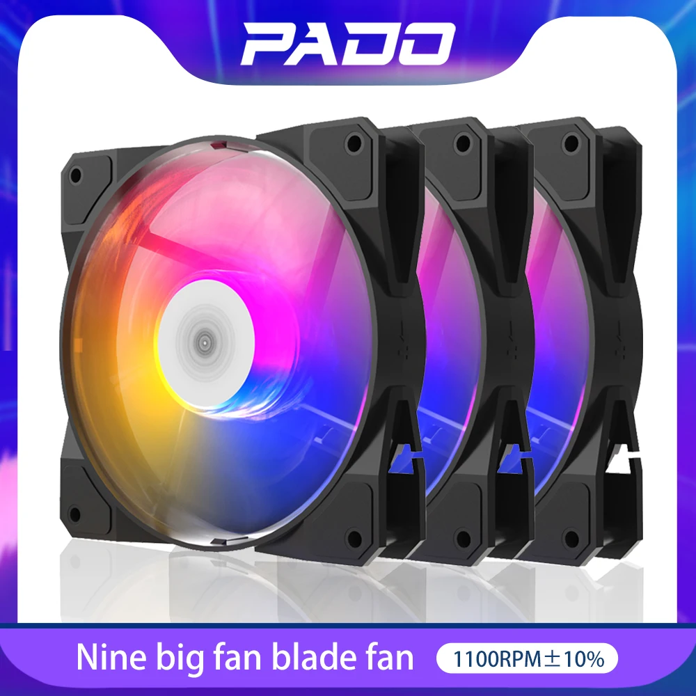 Aigo Pado P16 RGB Silent Fan 120mm Computer Case Water Cooling Large 4Pin CPU Cooler 12cm PC Case Fan Color Lighting ventilador