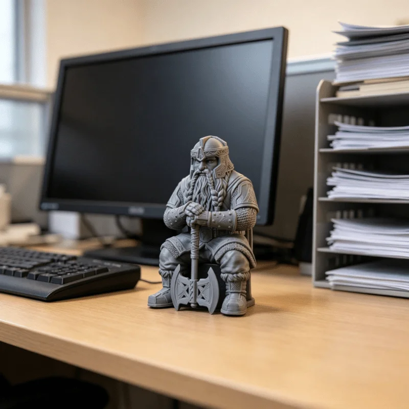 1/2 Piece Matte Gray Dwarf Statue Holding an Axe, with Exquisite Helmet Design, Suitable for Various Nordic Aesthetic Decorations, Ideal for Gaming Tables, Office Desks, Bookshelf Edges, and Bedroom Bookshelves, a Grea