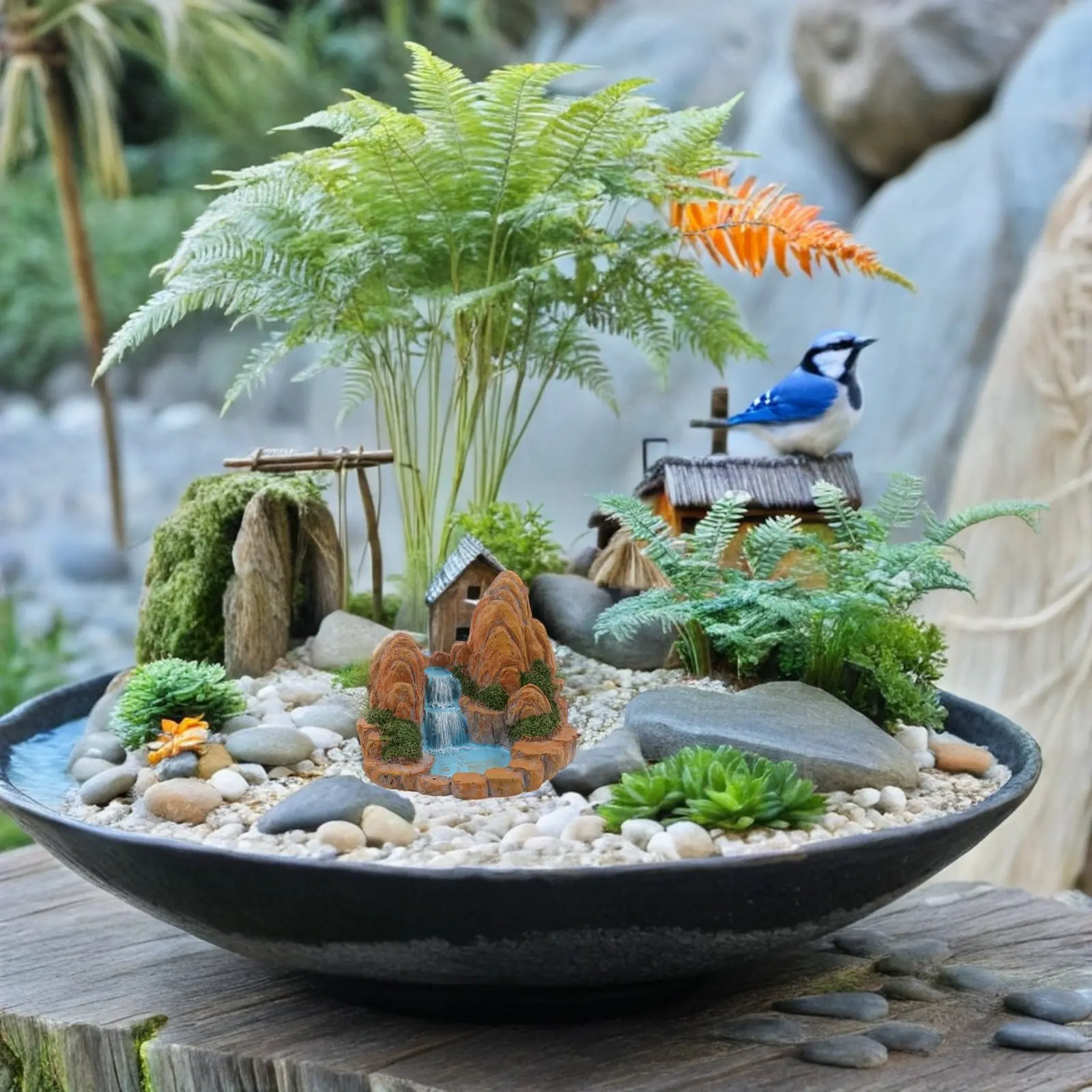 2Pcs Miniature Rockery Zen Garden Resin Pond Figures Artificial Mountain Hill Bonsai Micro Landscape Terrarium Pool Accessory