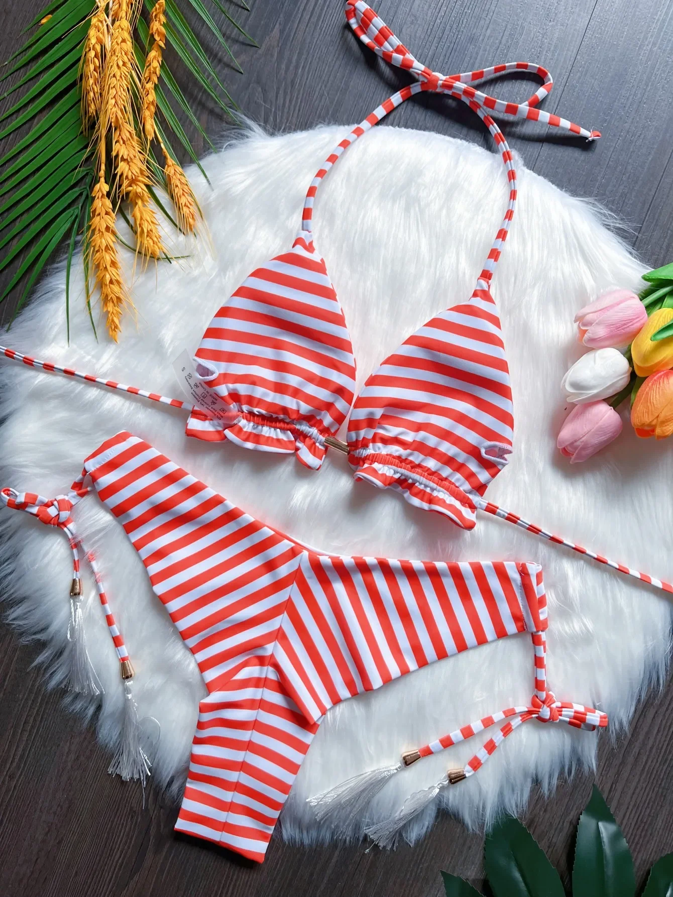 RUOTONSEPT 2024 جديد مثير طباعة ضمادة مجموعة البكيني ملابس السباحة النسائية قطعتين مثلث ملابس السباحة ثوب السباحة البرازيلي Biquinis