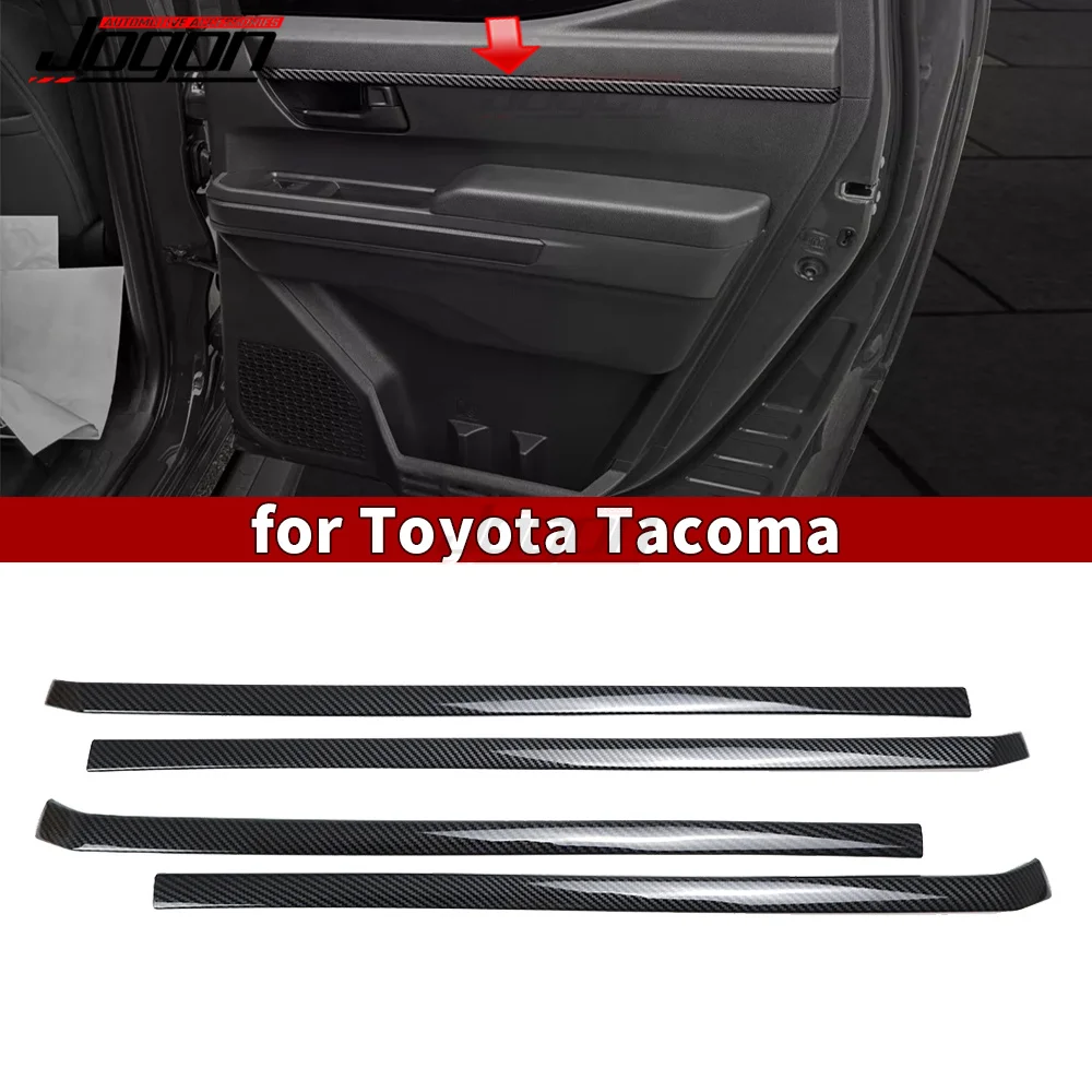 4PCS Carbon Fiber Look Car Interior Door Strip Sticker For Toyota Tacoma Limited SR5 SR TRD Sport 2024+ Accessories Decoration