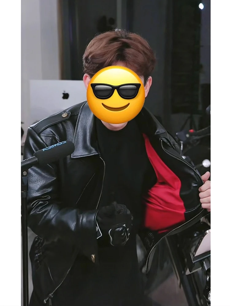 

American Retro Motorcycle Leather Jaet Men's ort Boxy Outerwear oulder Fall Season Polyester Fiber Long Sve Zipper C...