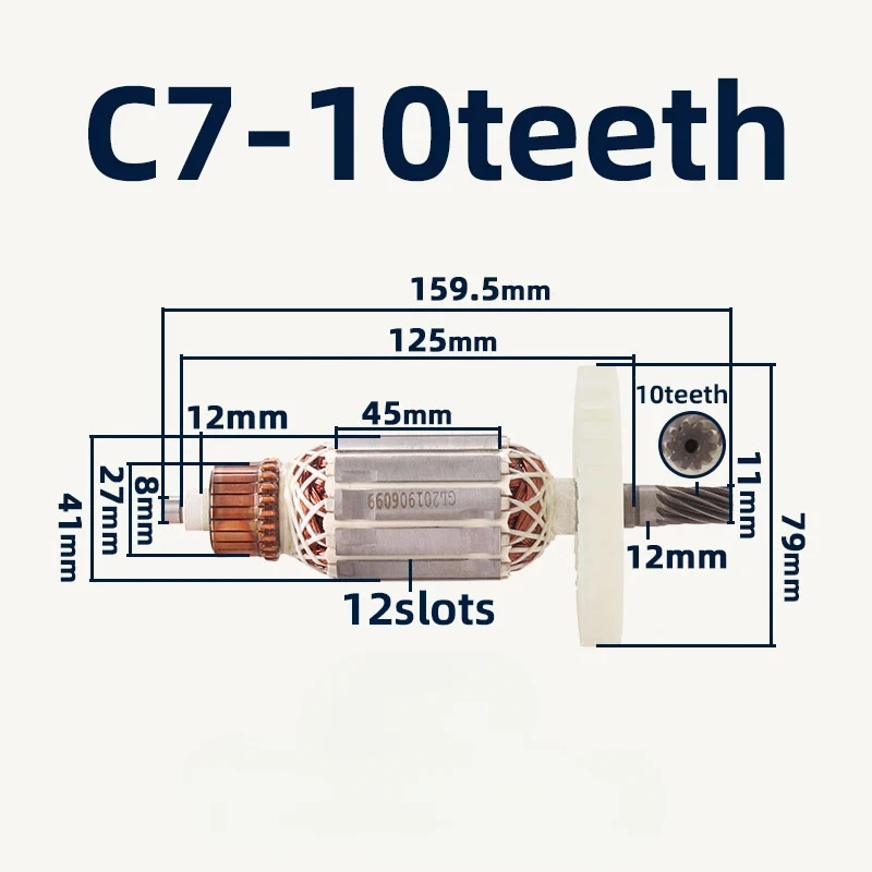 

AC220-240V 10 teeth Rotor Stator for Hitachi C7 Rotor 185 M1Y-MH2-180 rotor Electric circular saw armature Motor Accessories