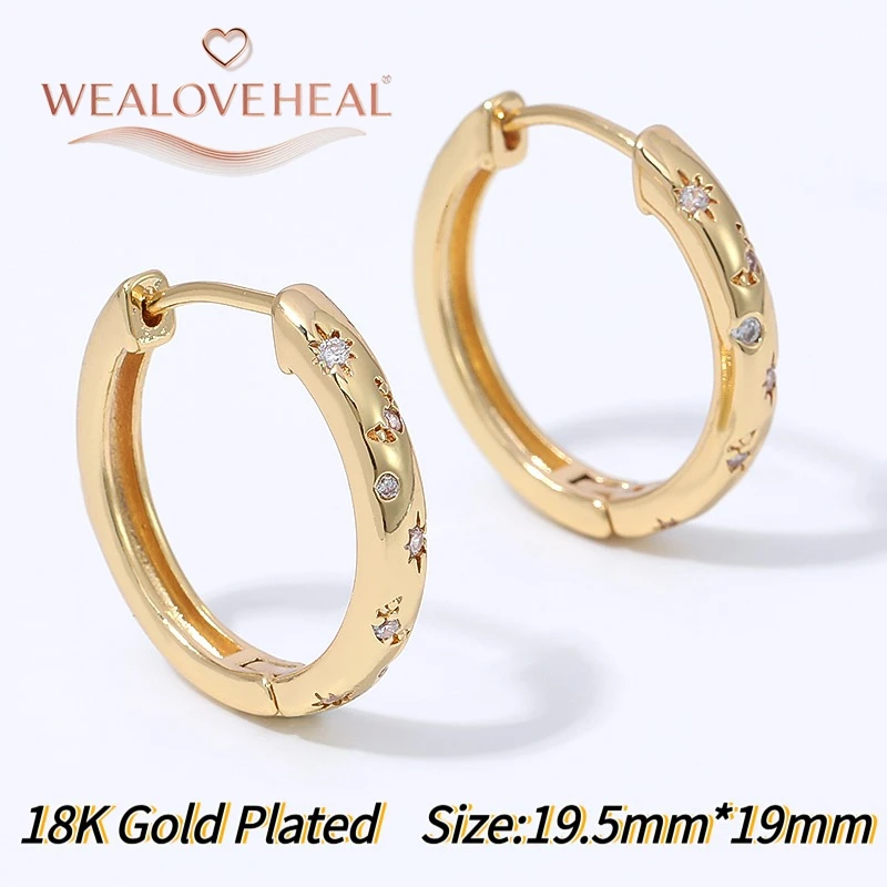 Vintage Sunburst Star Huggie Ohrringe für Damen, 18K vergoldetes Messing, Zirkonia, Creolen für den täglichen Gebrauch, Schmuck, Valentinstag- und Geburtstagsgeschenk – Detail 21