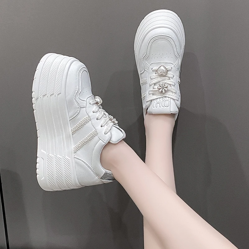 8cm 2024 Air Mesh Mary Jane Summer Skateboard shoes Women Shoes Hook rhinestone Platform Wedge Round Spring Fashion Casual shoes