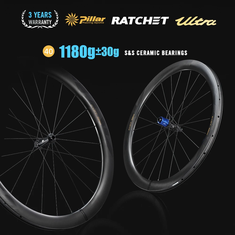RYET Road Carbon Bike Wheelset 1180g Ultralight Ceramic Tubless