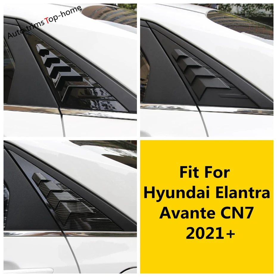 

Carbon Fiber Triangle Blinds Louvers Cover Protector Rear Glass Window Shutter Trim For Hyundai Elantra Avante CN7 2021 - 2023