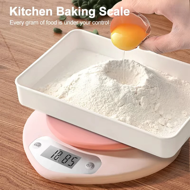Digital Kitchen Scale Pink Heart-shaped Portable High-Precision Scale 5kg/1g 3kg/0.1g LCD Display Electronic Scale Battery Power