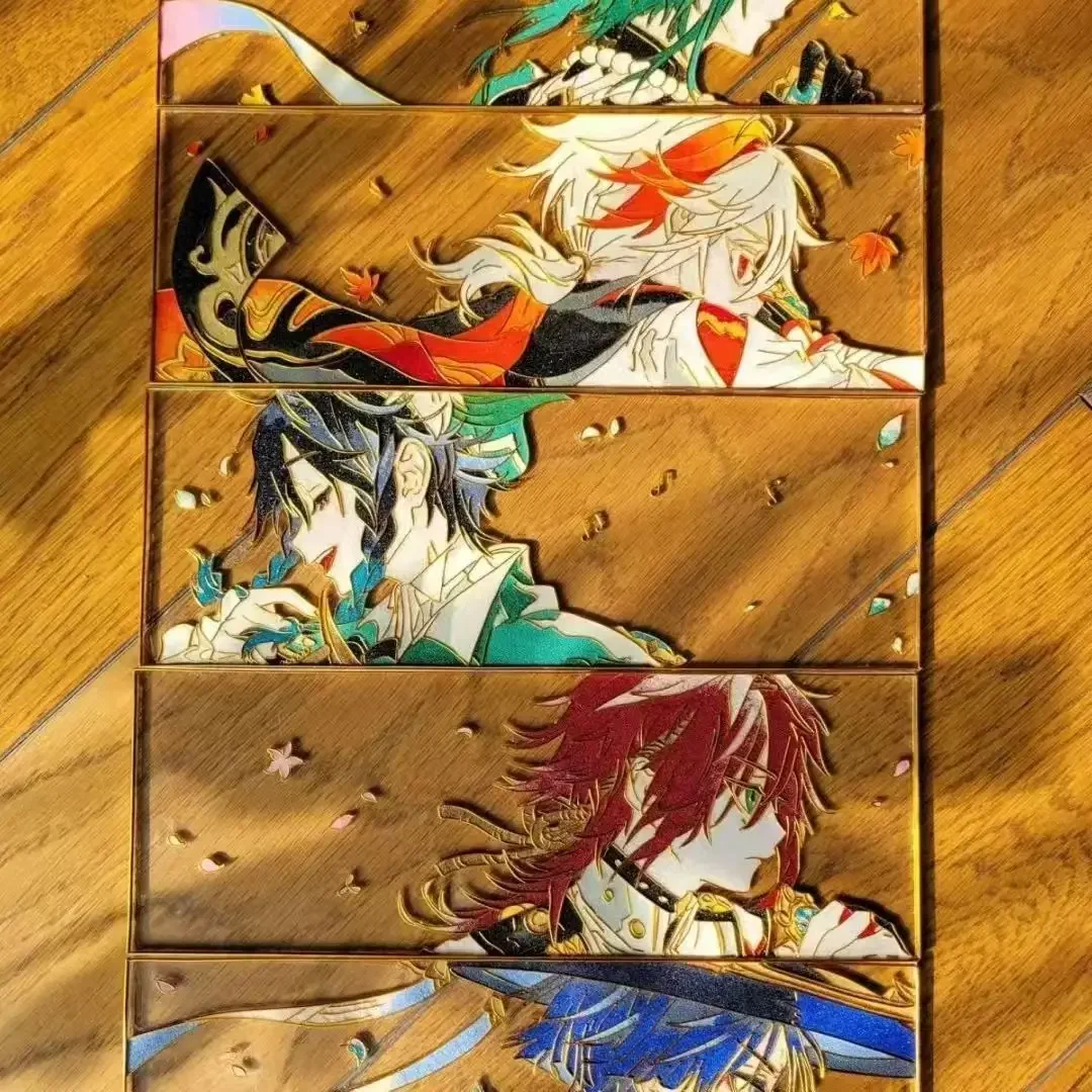 conjunto-de-5-pecas-de-aderecos-retangulares-para-fotos-diy-em-acrilico-transparente-wanderer-kaedehara-kazuha-venti-shikanoin-heizou-xiao-vigilant-yaksha
