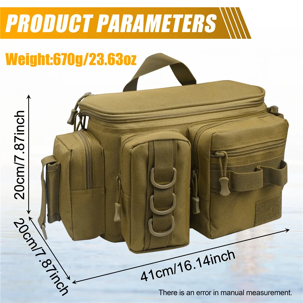 Fishing Tackle Backpack Fishing Fanny Pack Crossbody Bag Fishing Tackle Box Organizer with Rod & Gear Holder for Fishing Camping