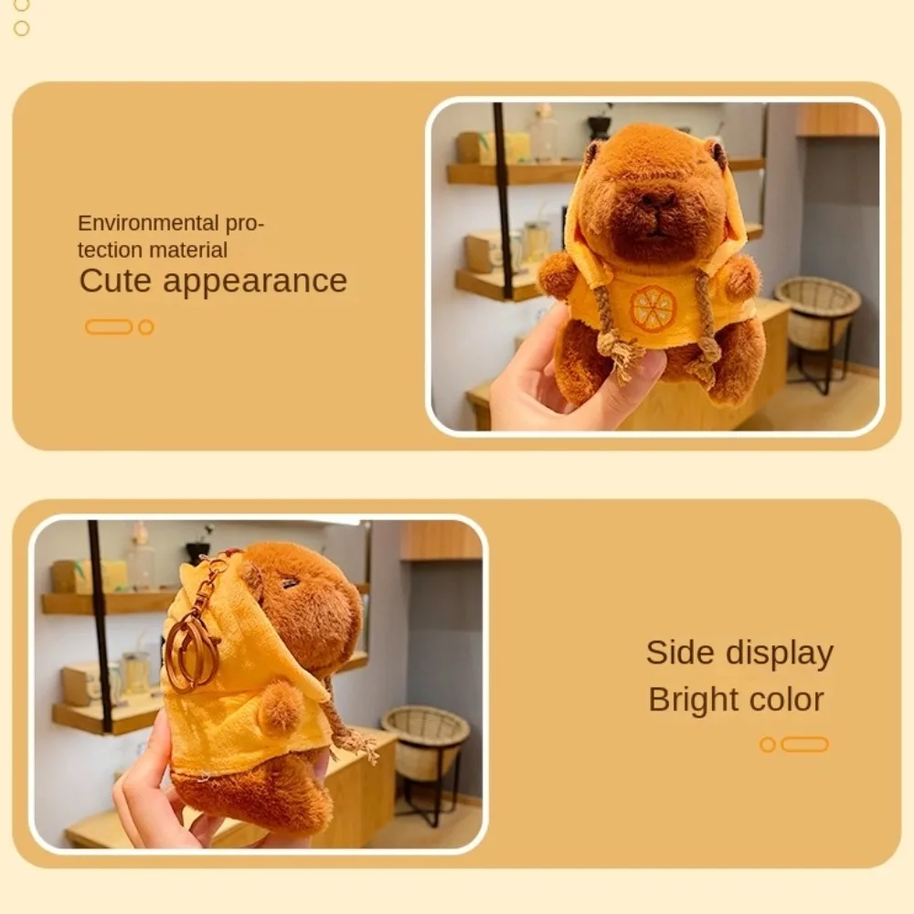 Cute Capybara Plush Toy Keychain Hoodie Stuffed Animals Simulation Doll Small Size Anime Fluffty Toy Plush Pendant Birthday Gift