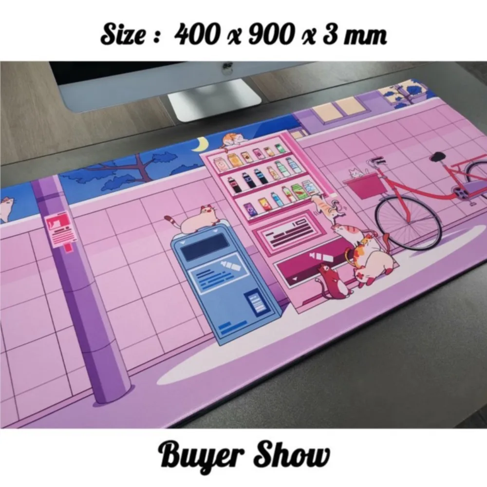 Tapis de souris de jeu Kawaii Anime, tapis de souris de dessin animé, tapis en caoutchouc média, bord verrouillé, polymères de souris, vitesse, 900x400mm, mignon