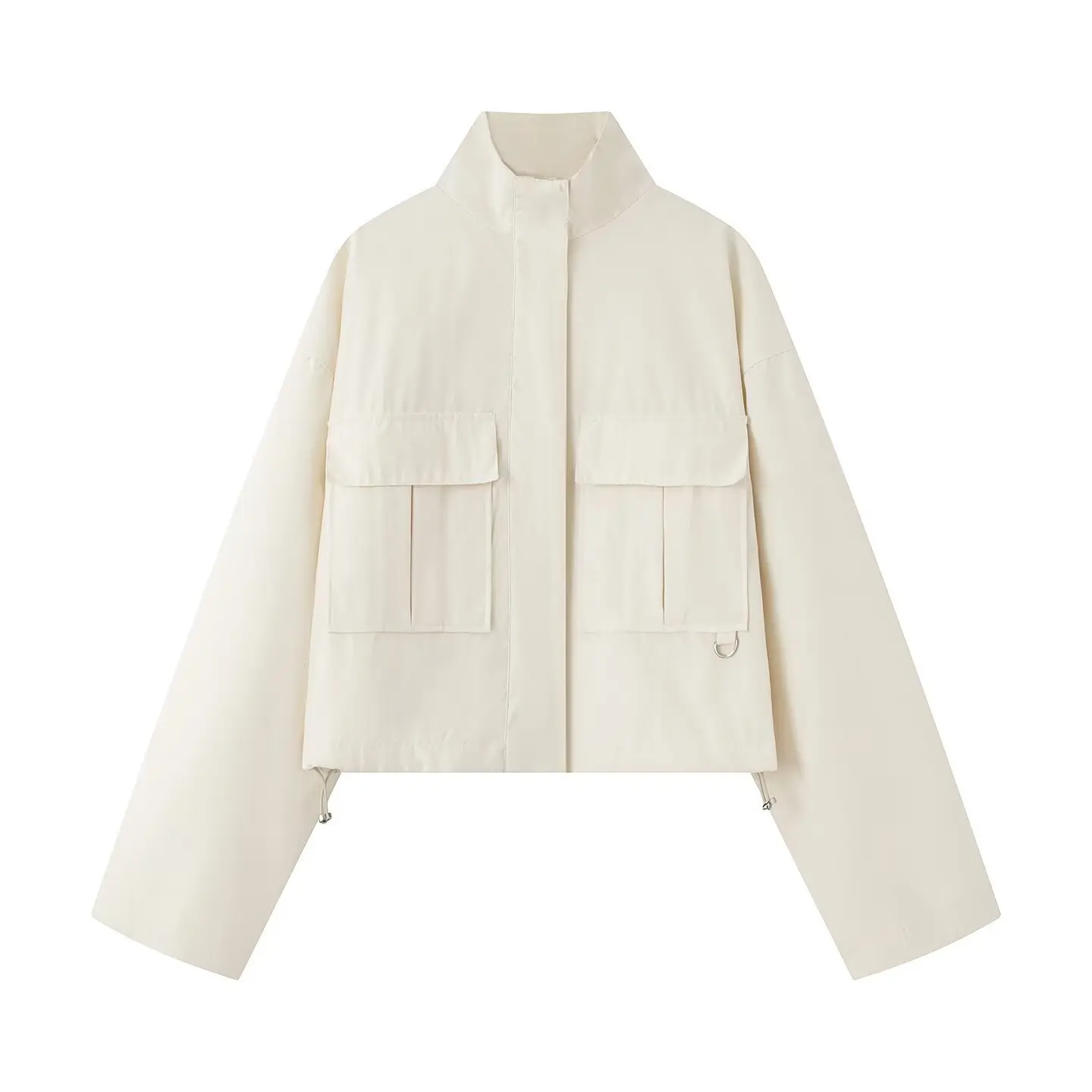 Withered Women's 2026 European And American Fashion Loose Pocket Decoration High Neck Jacket Jacket For Women