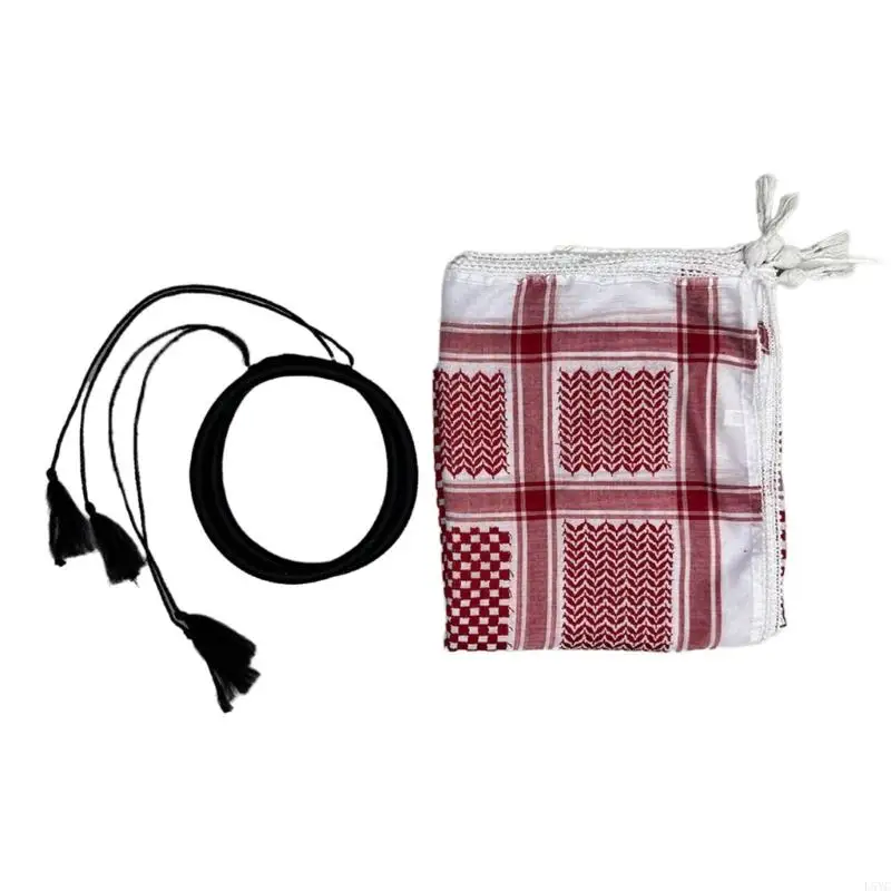 

L5YC Unisex Middle Eastern Keffiyeh Scarf Comfortable and Breathable Shemagh Head Scarf for Fashion Enthusiasts Daily Wear
