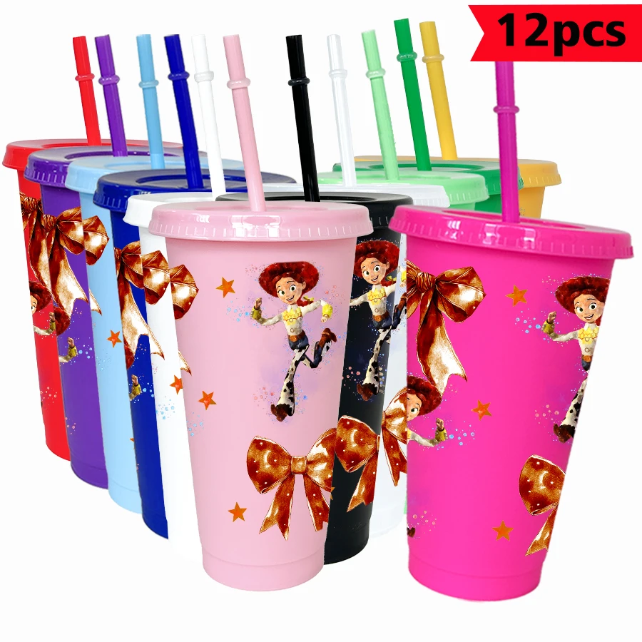

12pcs/pack Disney Toy Story Bow 26oz Multicolor Plastic Water Cup Party Drinkware Birthday/Back to School Gift