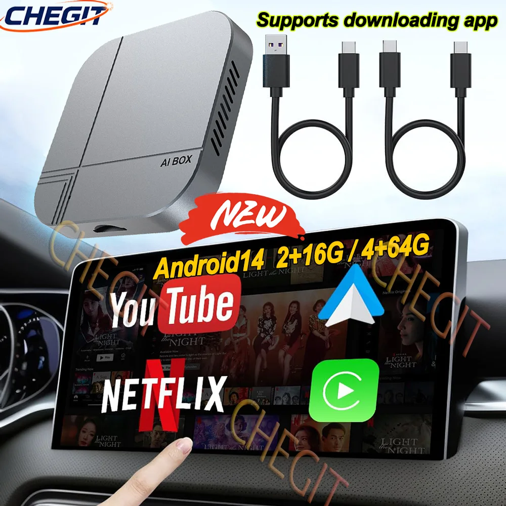 

4G+64G 2G+16G Android AI Box Wireless CarPlay Android Auto Wired To Wireless Adapter TV Box For YouTube Netflix Car Accessories