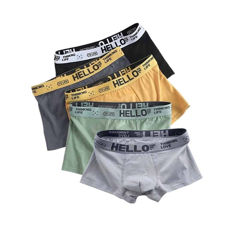 

5PCS Boxer Panties Men Letter Underwear Trunks Sexy Underpant Comfortable Breathable Soft Cotton Panties Boxer Shorts Plus Size