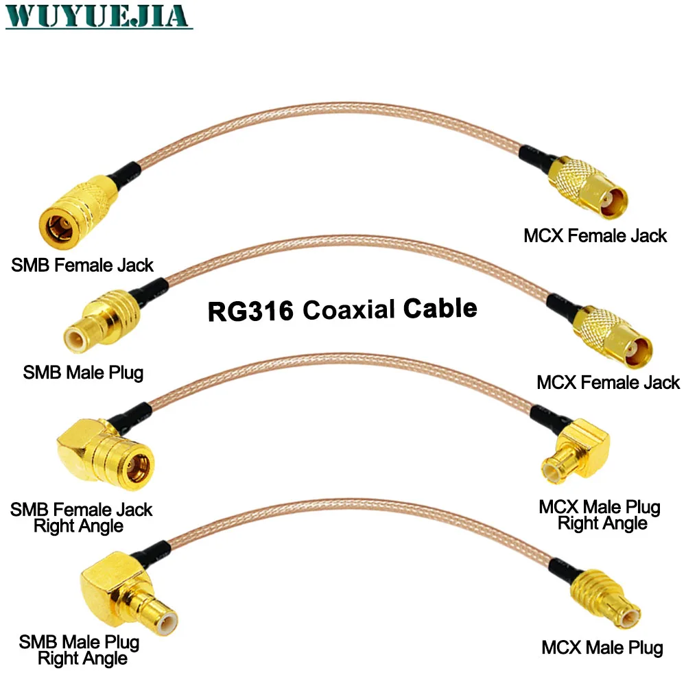

Разъем MCX к SMB РЧ-кабель SMB «гнездо» к штекеру MCX / MCX прямоугольный 50 Ом RG316 RF коаксиальный удлинительный кабель-косичка