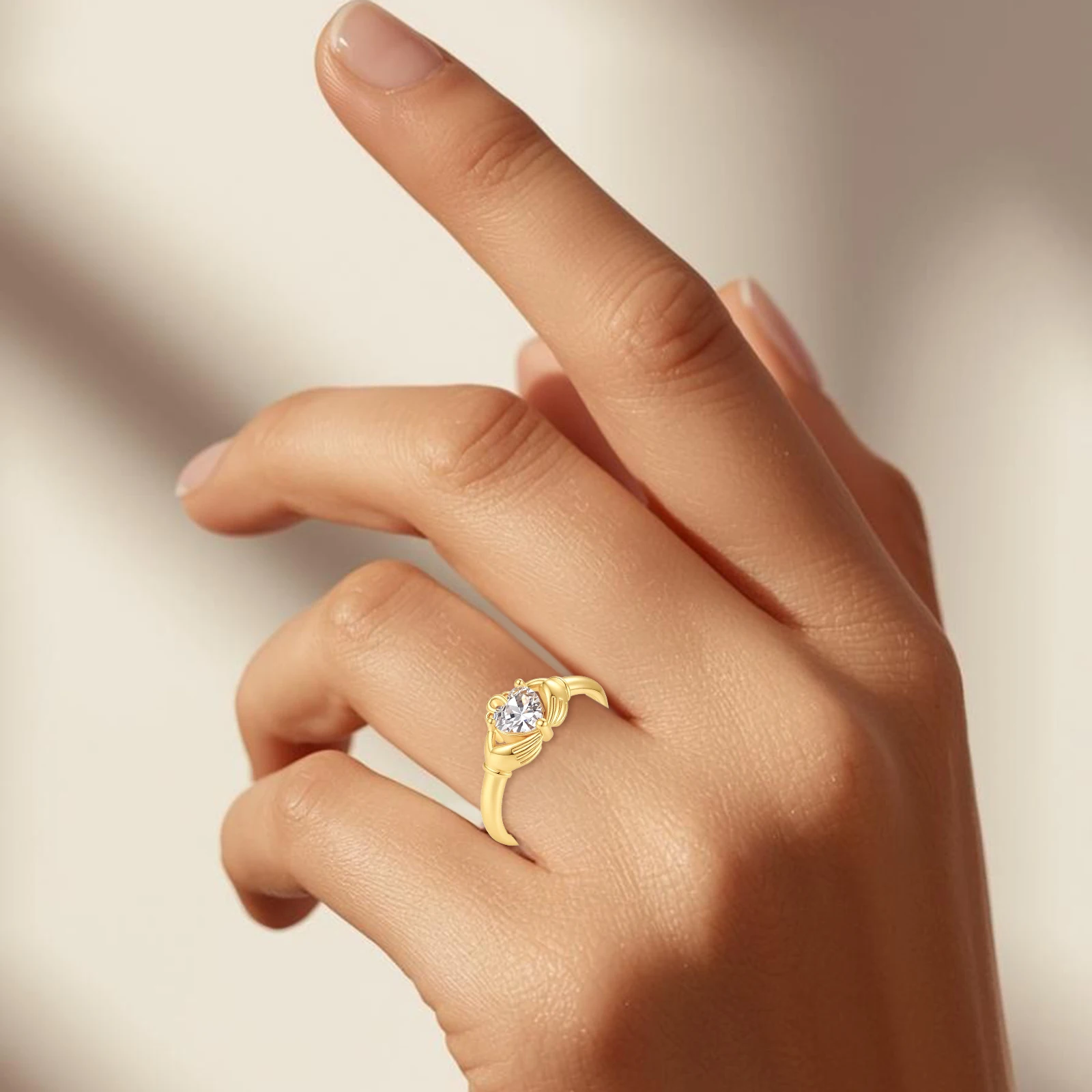 Women's 925 Sterling Silver Gold Love Claddagh Ring