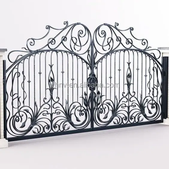 Antique Wrought Iron Fancy Front Door Design Driveway Door Design Boundary Wall Garden Steel Door For Sale