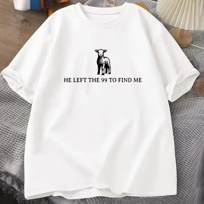 Retro Religious T-Shirt He Left The 99 T Shirt Christian Bible Verse Women Tshirt Faith Cotton Short Sleeve Graphic T Shirts Top