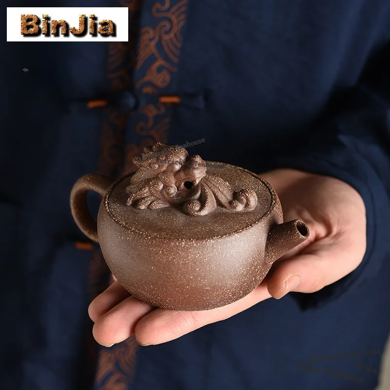 180ml Purple Clay Dragon Teapot Antique Tea Infuser Pot Tea Brewing Kettle with Ball Hole Kung Fu Tea Chinese Tea Set ornaments
