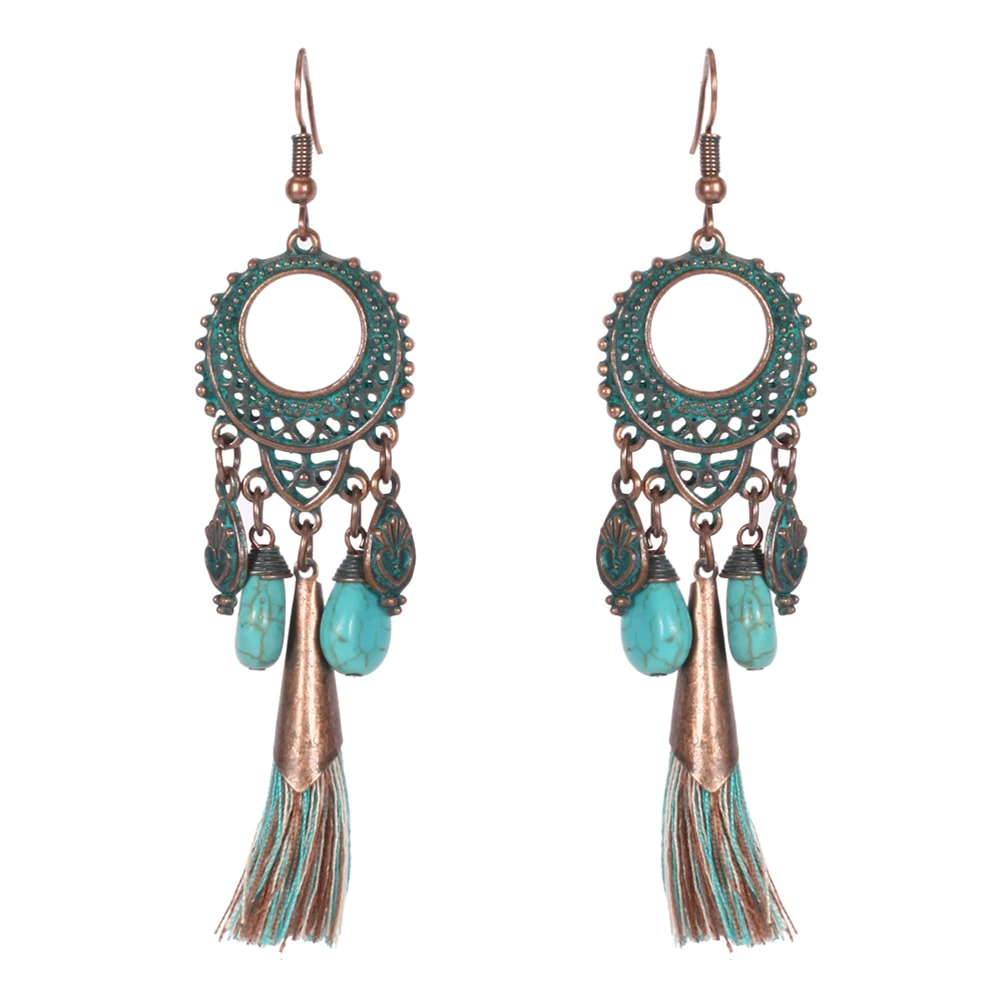 

Turquoise Earrings Dangle Vintage Bohemia Eardrop Long Lasting Earrings Fashion Jewelry Gift
