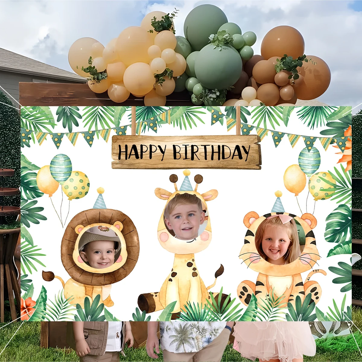 Jungle Animal Birthday Backdrop for Birthday Party Decorations Safari Animal Theme Happy Birthday Party Photoshoot Backdrops