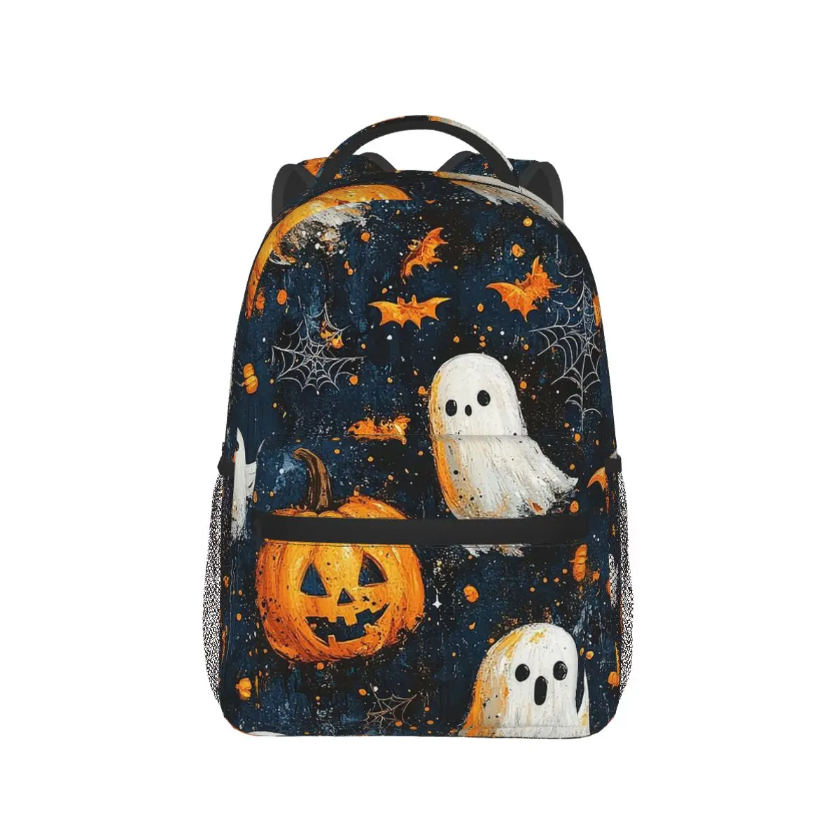

Pumpkin And Ghost Halloween Backpack Hot Sale Daypack Large Capacity Kids BookBag School Bag Shoulder Bags for Men Women