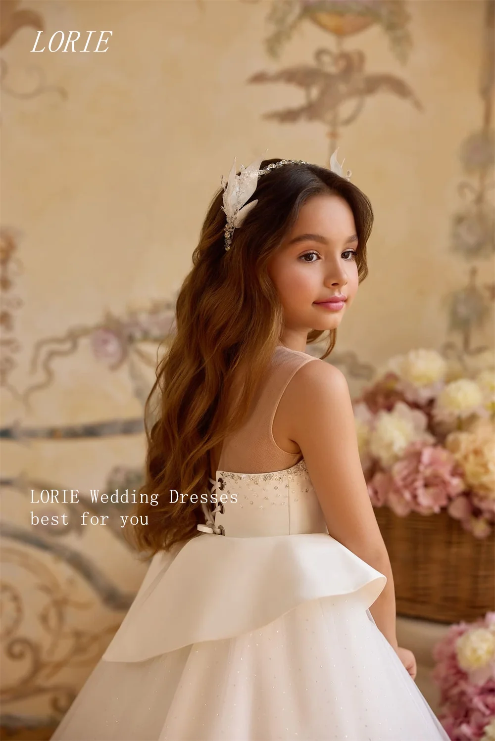 LORIE Luxury A Line Dress For Girls Scoop Beading Girl Gowns Color Blocked Child Ceremony Girl Dress Customized 2026