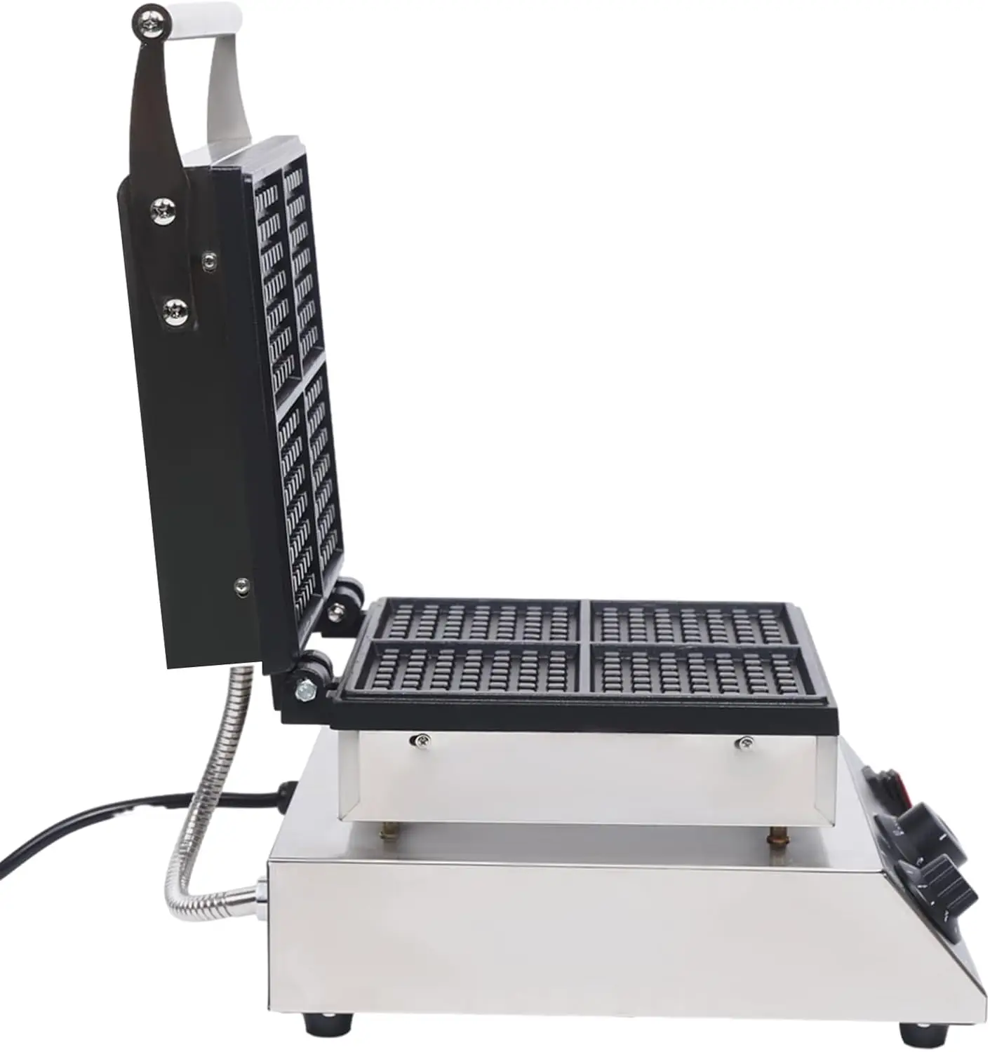 Máquina para hacer gofres comercial de 4 Uds., máquina para hacer muffins antiadherente de acero inoxidable de 1750W, máquina para hacer muffins cuadrada de 110V, Ste eléctrico