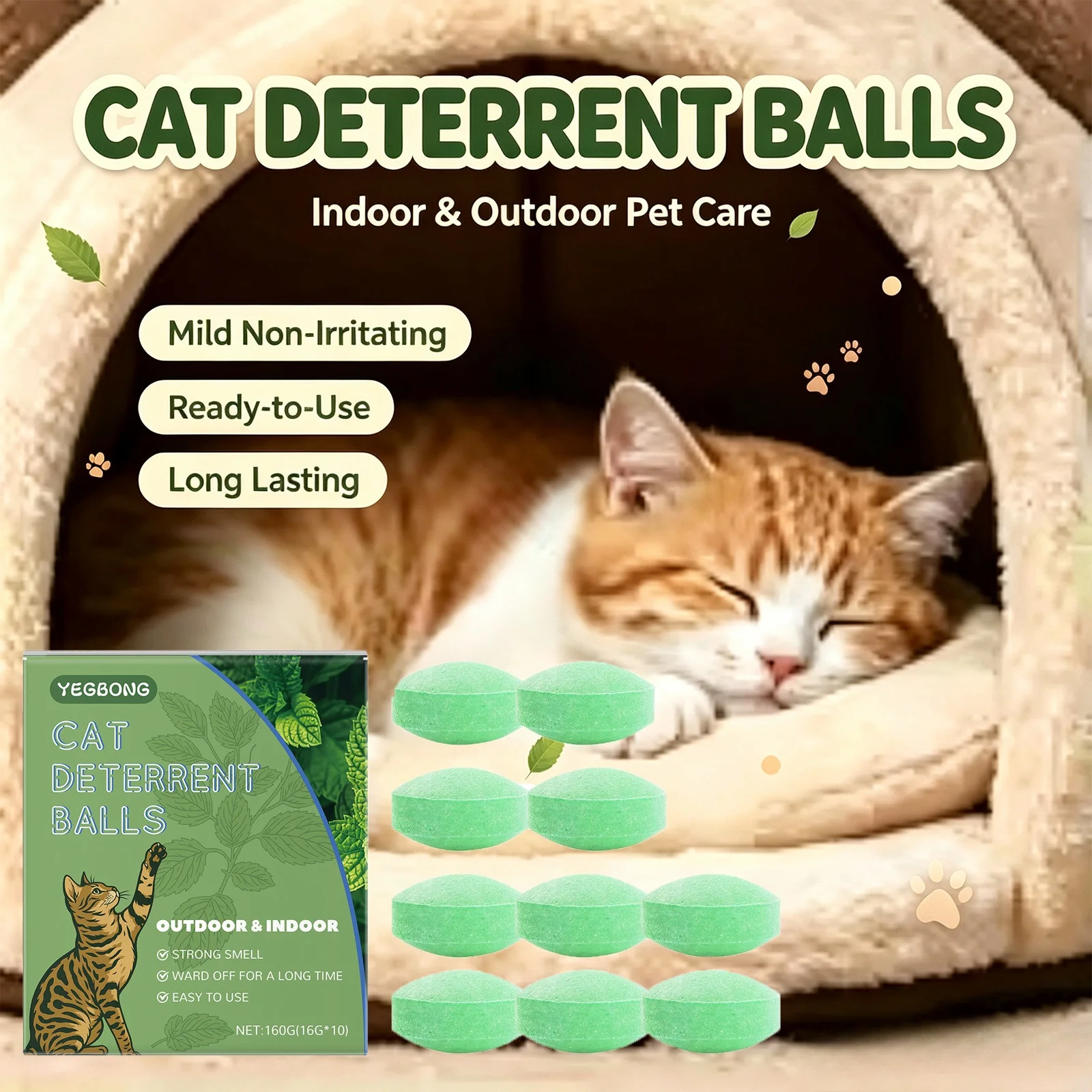 Cat Deterrent Balls Indoor Outdoor Cat Repellent Pills Gentle for Sofa Potted Plant Lawn Garden Pet Behavior Training Supplies