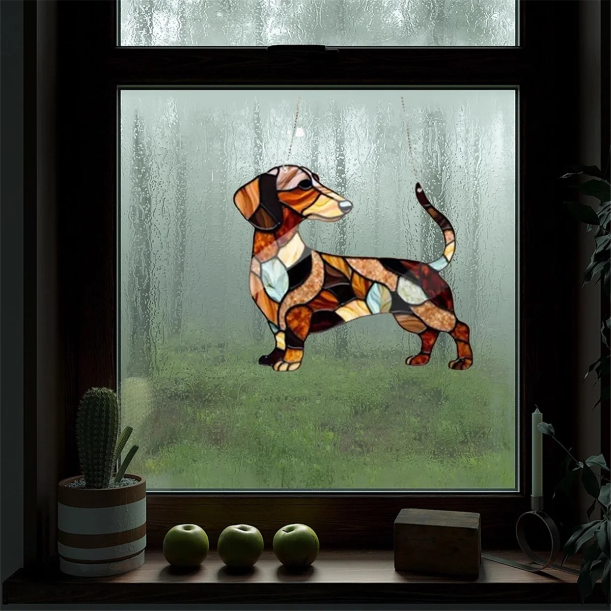 

Dachshund Window Hanging Suncatcher Sun Catchers Indoor Outdoor Window Dachshund Dog Stain Glass Window Ornament 23CMJAS