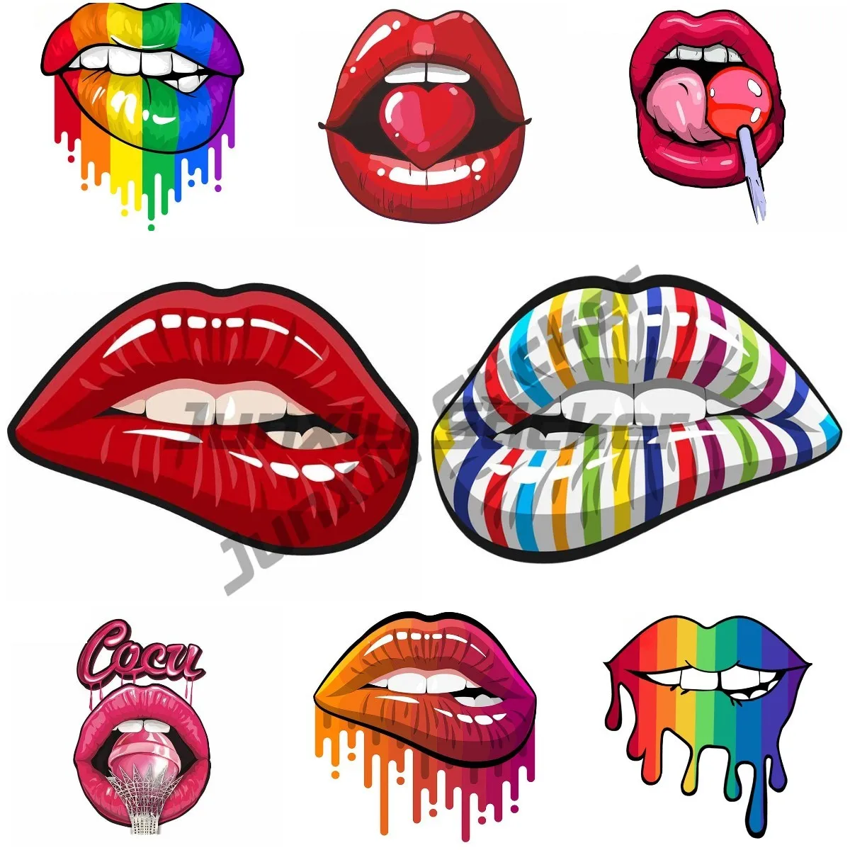 Red Lips Temptation Car Sticker Window Bumper Decoration Funny Eating Lollipop Decal DIY Cartoon Car Styling Stickers