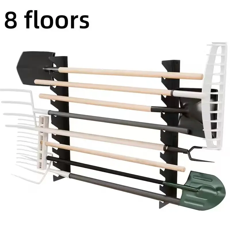 8/12th Floor Garage Tool Rack Wall Mounted, Shed Wall Organization Rack, Horizontal Tool Rack, Shovel and Rake