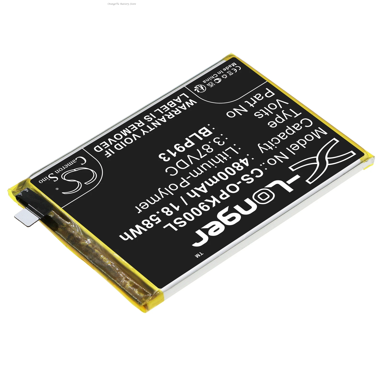 Replacement 3.87V 4800mAh Mobile SmartPhone Battery BLP913 for Oppo K9x 5G 2021 PGCM10