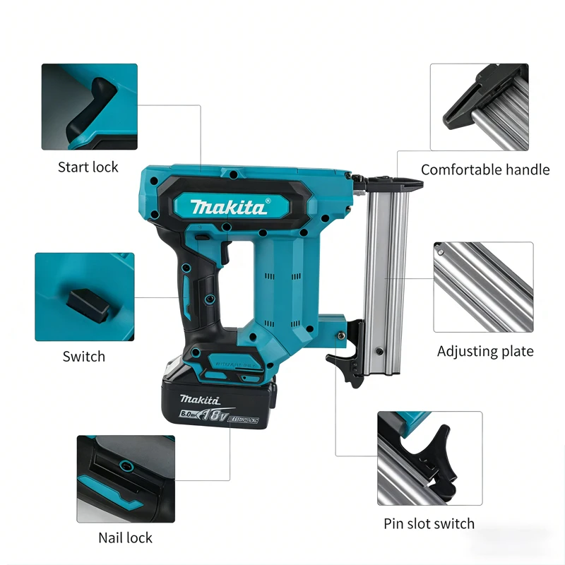 

Makita Lithium-Ion Nail Gun:18V, 6.0Ah Battery, 100-Nail Capacity, Cordless, Ideal for Flooring, Shelving & DIY Wood Projects