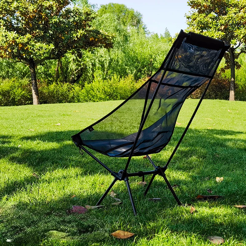 

Same style moon chair with black mesh and white mesh, two pumpkin road folding chairs