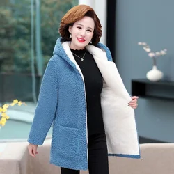 Hooded Parkas Women's Grain fleece Winter Jacket 6XL Warm Thicken Cotton Coat Loose Female Lambs wool Long Snow Parka Overcoat