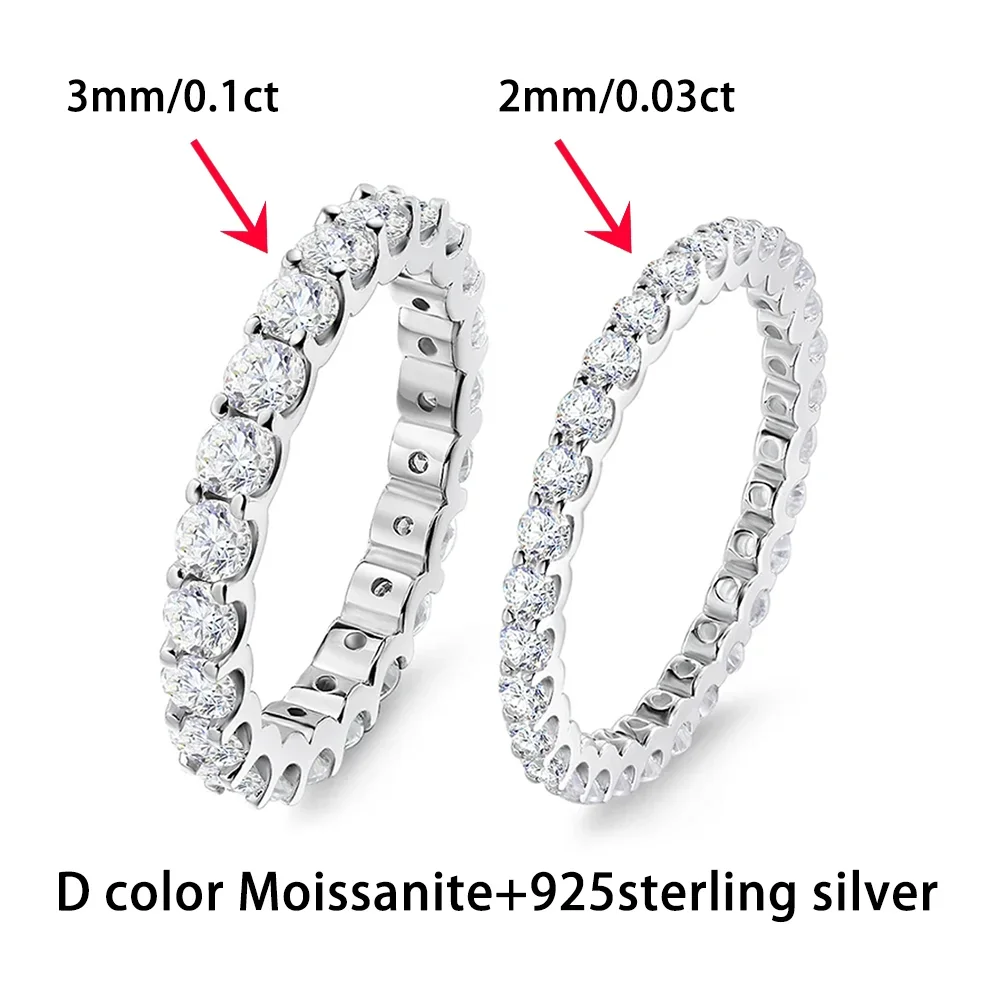 Imagem -05 - Anéis Moissanite para Homens e Mulheres Noivado e Casamento Banda Eternidade Gra 925 Banhado a Prata Esterlina Anel de Ouro 18k d Vvs1 Todos